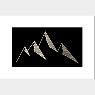Golden Minimal Mountains Posters and Art